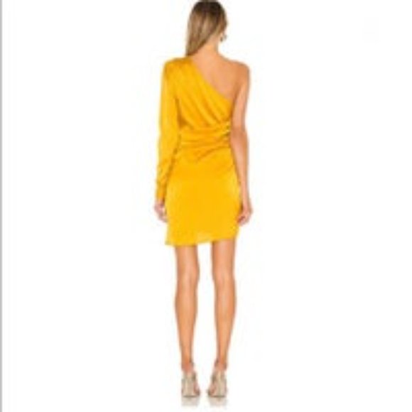 NWT REVOLVE Lovers + Friends Yellow One Sleeve Dress - Picture 3 of 4